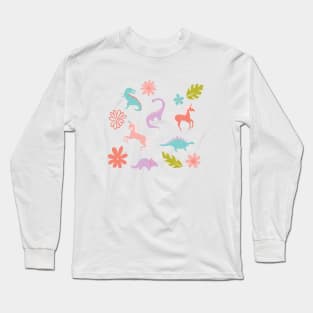 Dinosaurs + Unicorn - Light Long Sleeve T-Shirt